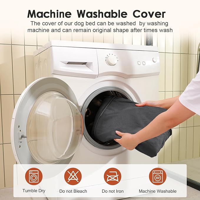 Orthopedic Dog Beds Large Sized Dog, Memory Foam Pet Bed for Medium and Large Dogs, Removable and Washable Microsuede Cover, TPU Waterproof Liner, Nonskid Bottom, 44x32x6 Inches, Dark Grey