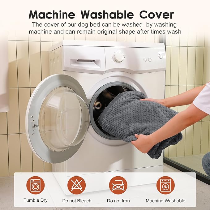 Orthopedic Dog Beds Large Sized Dog, Memory Foam Pet Bed for Large Dogs, Washable Removable Cover, Nonskid Bottom, Waterproof, 36x27x6 Inches, Dark Grey