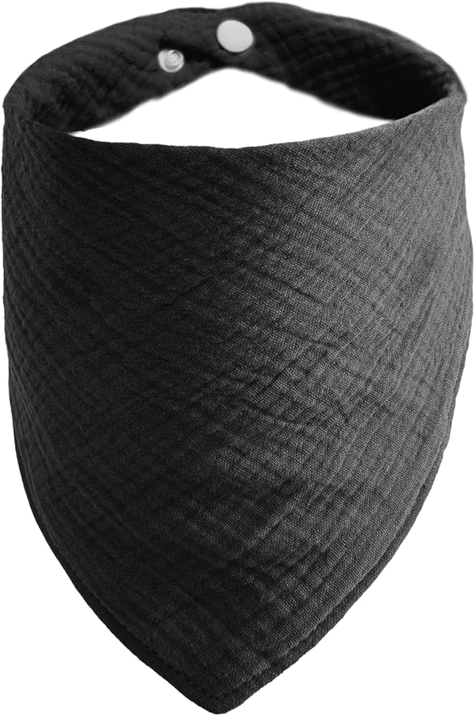 Solid Color Bandana for Large Dogs with Adjustable Button Pet's Scarf,Black,Large