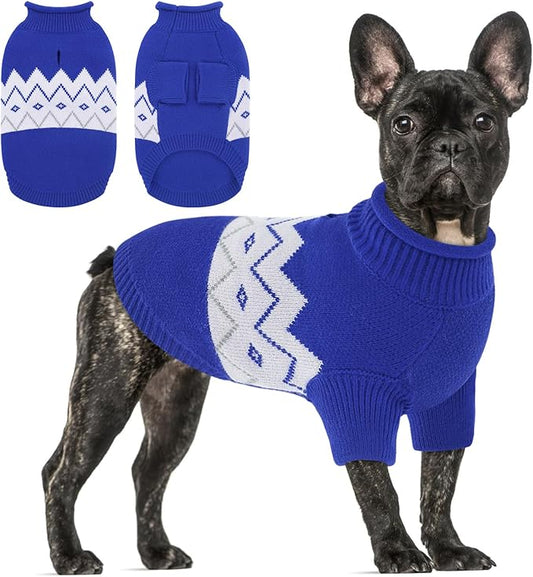 Queenmore Warm Dog Sweater, Soft Pet Knitwear, Knitted Pullover, Winter Pet Clothes for Small Medium Dogs Cats