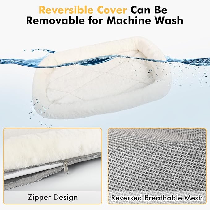 Cat Window Perch, Cordless Cat Hammock Window Seat with Cozy Pad Bed Cover for Indoor Cats, Durable Metal Frame Support Pet Bed with 4 Suction Cups for Large Cats (Cushion Pad Bed - White)