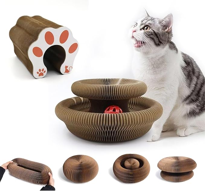 Kitty kurlz Cat Scratching Board, Kitty Curlz Cat Toy, Made of Recyclable Corrugated Cardboard, Scratch-Resistant and Abrasion-Resistant, Foldable