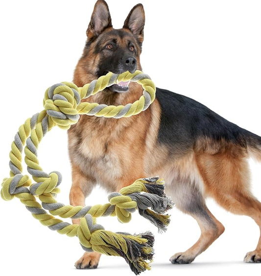 Rope Toy for Dogs，Large Dog Rope Toys for Aggressive Chewers, Heavy Duty Dog Toys for Large Medium Breed, Indestructible Tough Chew Toys Tug of War Dog Toy Cotton Rope for Teeth Cleaning