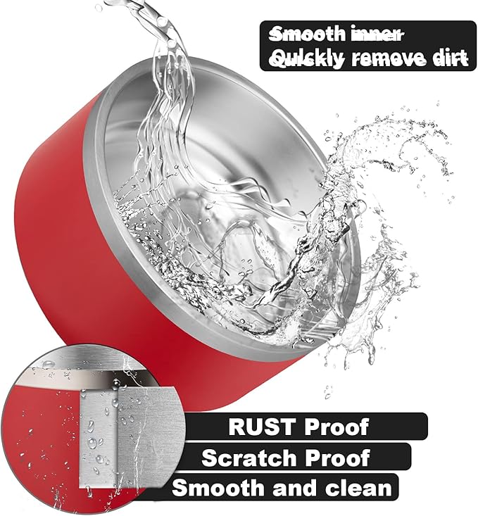 Custom Personalized Dog & Cat Bowls - Stainless Steel Non-Slip Water & Food Dishes - Easy to Clean, Dishwasher Safe - Small, Medium, Large Sizes (Red)