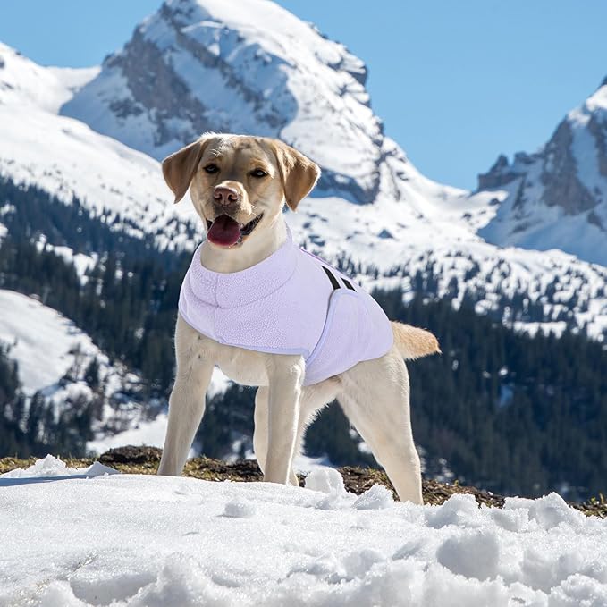 Queenmore XL Dog Sweater, Soft Fleece Vest Pullover Dog Jacket with Leash Hole, Warm Winter Dogs Clothes Cold Weather Doggy Dachshund Sweaters for Large Dogs Cats Boy or Girl (Lilac, XL)