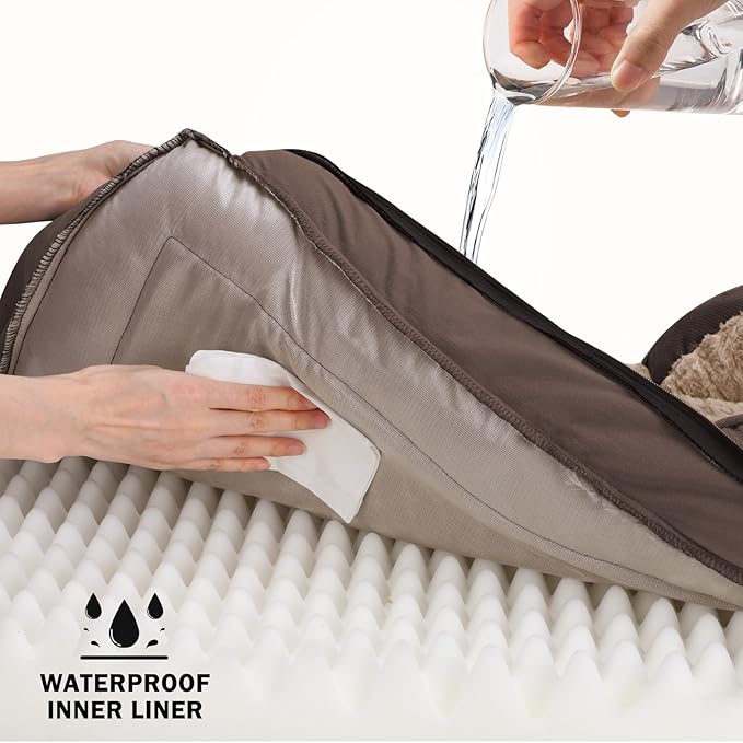 INVENHO Orthopedic Medium Dog Dogs, Egg-Crate Foam Dog Couch with Washable Removable Cover, Waterproof Lining and Nonskid Bottom