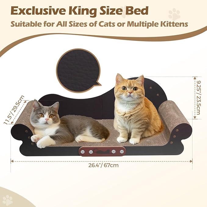 ComSaf Large Cat Scratcher Bed - 26" Cat Scratching Board Cat Couch Scratcher Cardboard, Durable Scratch Lounge Bed, Long Lasting Scartching Pads for Indoor Cats, Furniture Protector