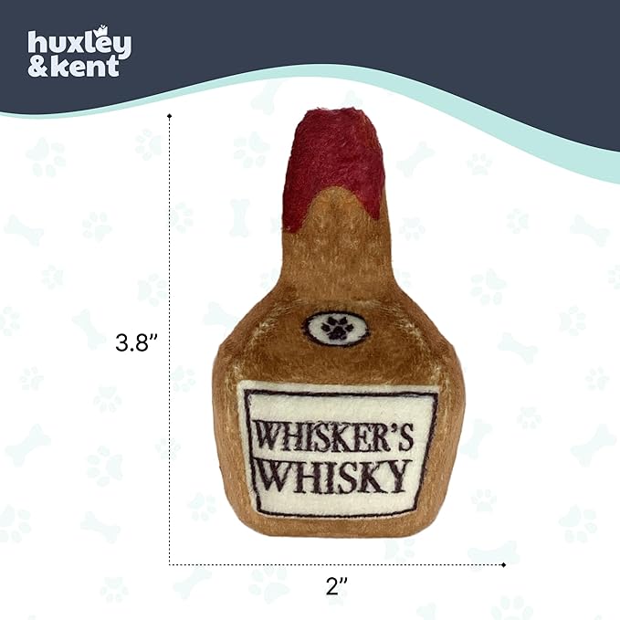 Huxley & Kent Plush Cat Toy - Interactive Catnip Toy for Cats & Kittens - Soft Kitty Toy with Crinkle & Catnip - Fun Indoor Play Toy - Whisker's Whiskey