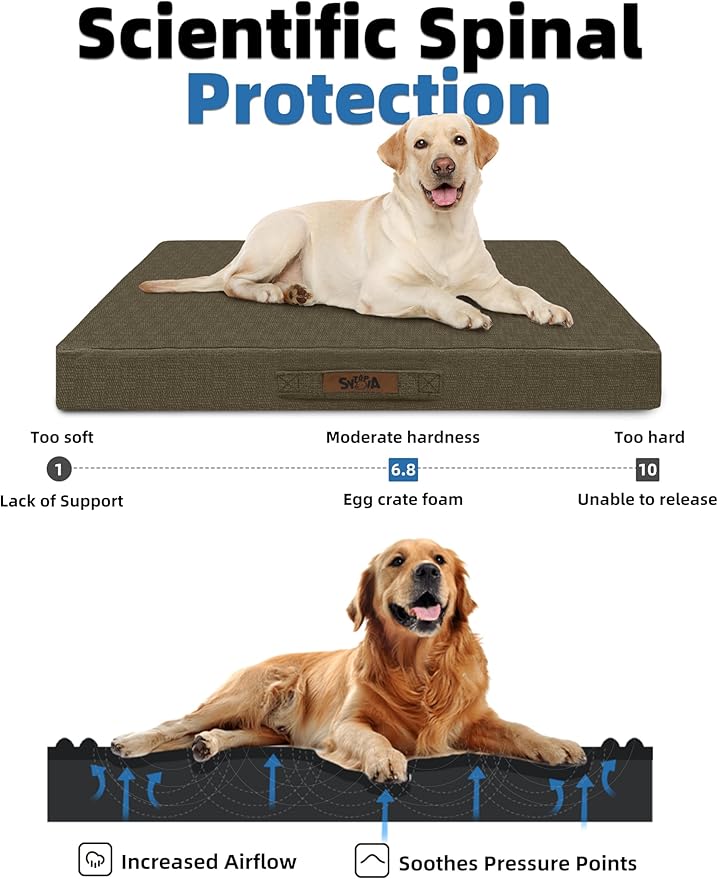 Sytopia 42-Inch Waterproof Chew-Resistant Orthopedic Dog Bed, XL Size for Extra Large Dogs, Supports Up to 90 lbs, Suitable for Indoor and Outdoor Use, Brown