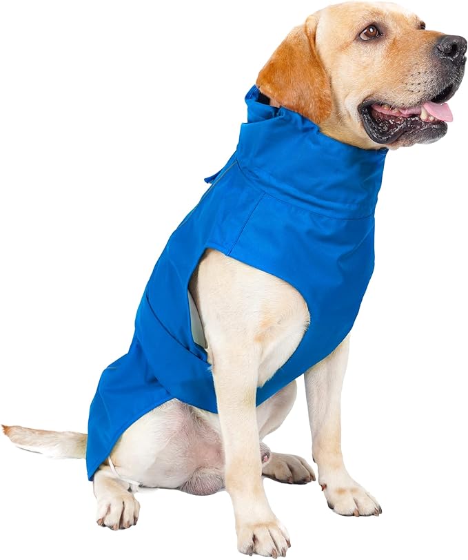 Adjustable Waterproof Dog Raincoat for Dogs,Lightweight Pet Rain Jacket Puppy Clothes with Reflective Strip for Small Medium Large Dogs (Blue, XXX-Large)
