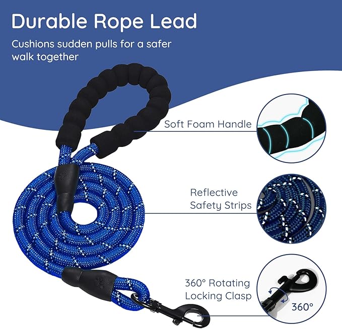 BELLA & PAL Step in Vest Harness for Small and Medium Dogs, No Pull Small Dog Harness with Leash Set, Comfortable Air Mesh Dog Vest Harness with Reflective Strip (Sapphire(Round Rope), M)