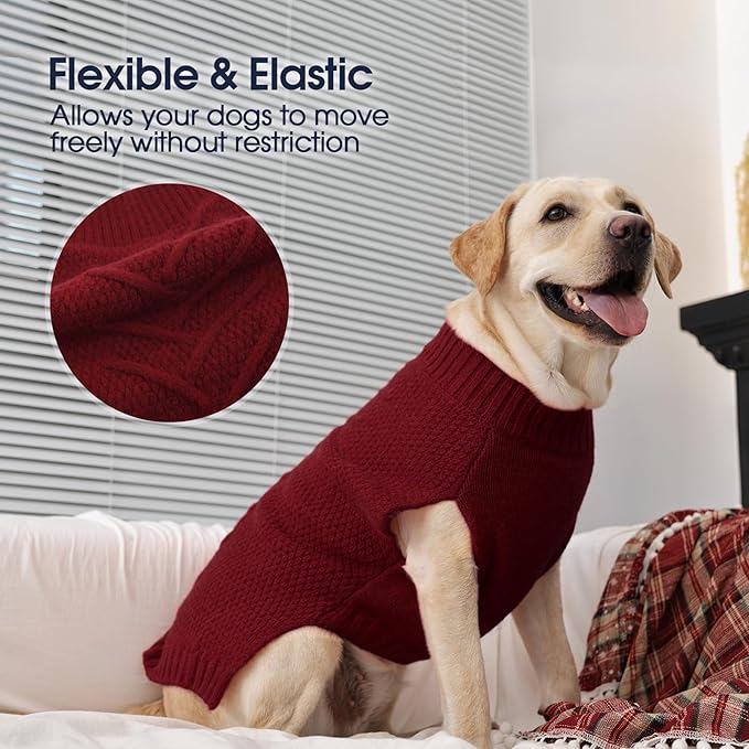 IECOii Extra Large Dog Sweater, XXXL Dog Sweater for Large Dogs Girl Boy, Xmas Pet Holiday Sweaters Large Size, Warm Doggy Christmas Knitwear Big Dogs Sweater for Labrador, Doberman, Darkred-3XL