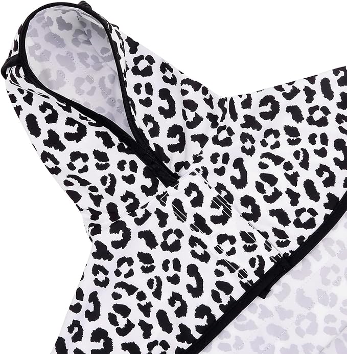 HDE Dog Raincoat Jacket Reflective Adjustable Hooded Pet Poncho Rain Coat with Leash Hole for Small to X-Large Dogs Snow Leopard - L