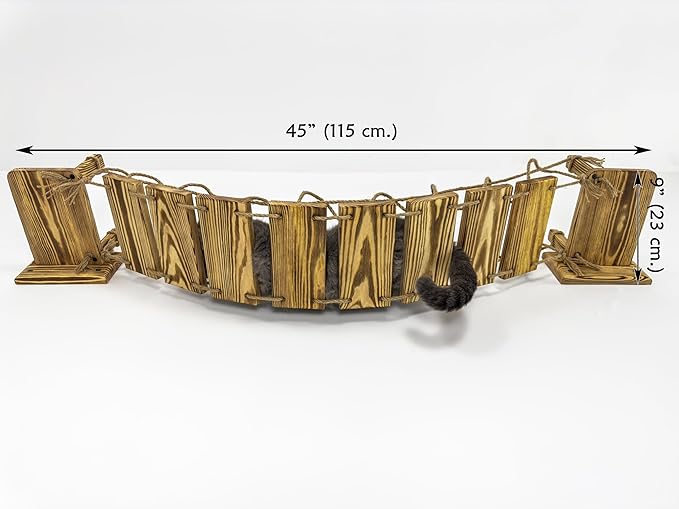 Shelves, Wall-Mounted Roped Bridge, Shelves and Perches for Wall, Cloud Shelf Board, Hammock, Climber, Length 45 inches (Clear)