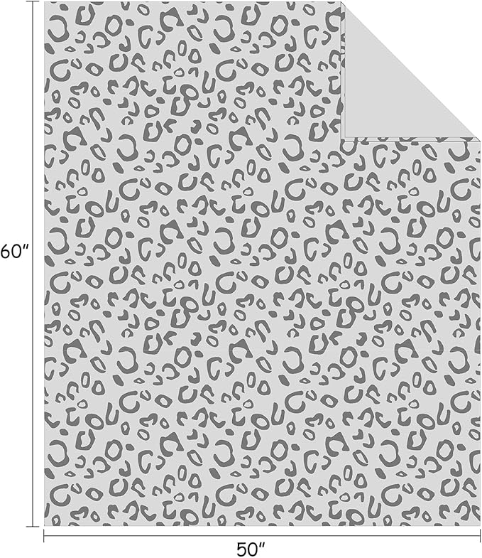 FY FIBER HOUSE Snow Leopard Blanket Throw Blanket Ultra Soft Cozy Blanket for Women Mothers Gifts, 50"X60", Grey