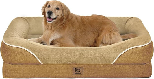 Orthopedic XL Large Dog Bed - Removable Bolster & Waterproof Washable Cover for Pet Extra Large Bed with Foam Support Non-Slip Bottom Dog Beds