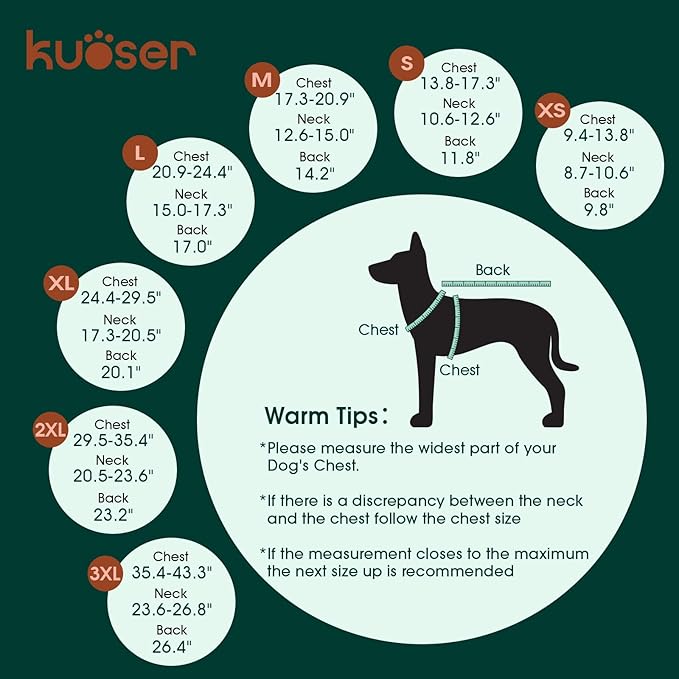 Kuoser Warm Dog Coat, Waterproof Dog Jacket for Extra Large Dogs, Adjustable Durable XXXL Doggie Winter Coat Reversible Puppy Cold Weather Apparel for Large Breed, Navy 3XL