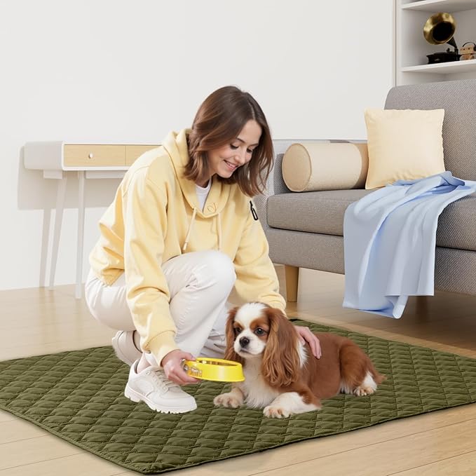 Smiry Waterproof Dog Bed Cover Blanket, Soft Reversible Pet Blanket, Washable Leakproof Cats Dogs Couch Cover for Sofa, Couch, Furniture (82x120 Inch, Green/Navy)