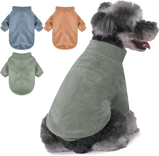 Dog Sweater, 3 Pack Dog Sweaters for Small Dogs Girl Boy, Ultra Soft Warm Puppy Clothes Dog Coat for Winter (Lt Blue+Olive+Brown, X-Large)