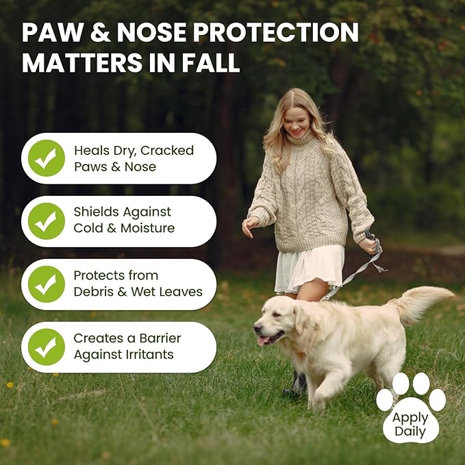 Lick-Safe Dog Paw & Nose Balm with Coconut Oil | All-Natural Moisturizer & Soother for Dry, Cracked Pads & Snout| Cat Wax & Cream, Nose Butter for frenchies| Horse Hoof Care (60 g /2.1 oz)