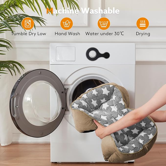 SIWA MARY Large Dog Bed - Rectangle XL, Washable, Non-Slip Bottom, L(35"x25"x9") Brown