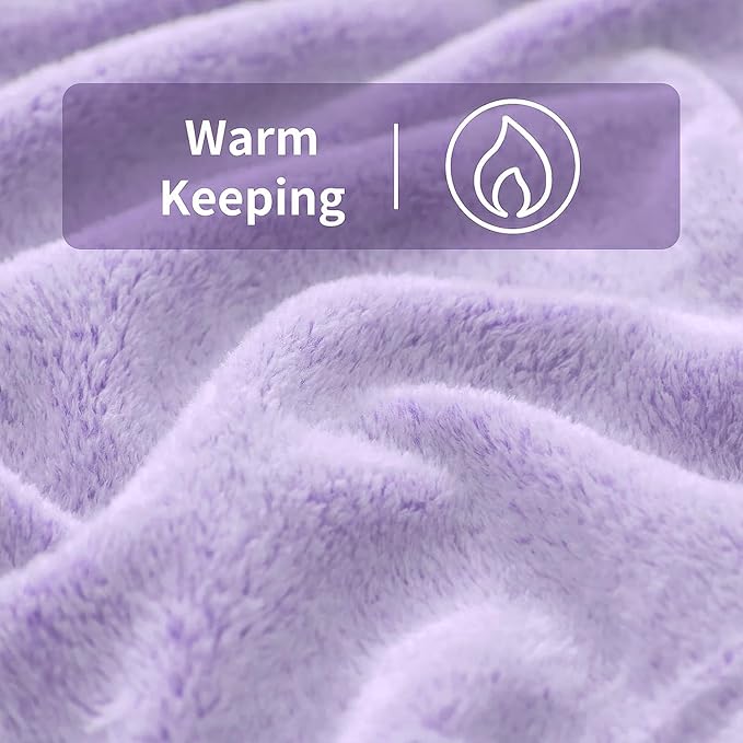 FY FIBER HOUSE Flannel Fleece Throw Microfiber Blanket with 3D Cheetah Print, 90"X108", Purple