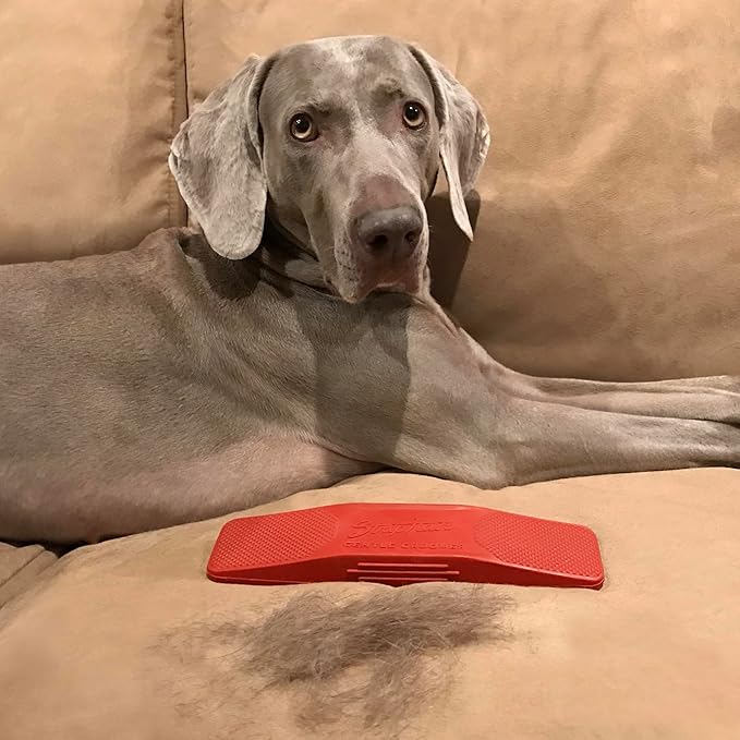 StripHair Gentle Groomer - Original for Dogs Pets 6-in-1 Shedding Grooming Massage (Soft Red)