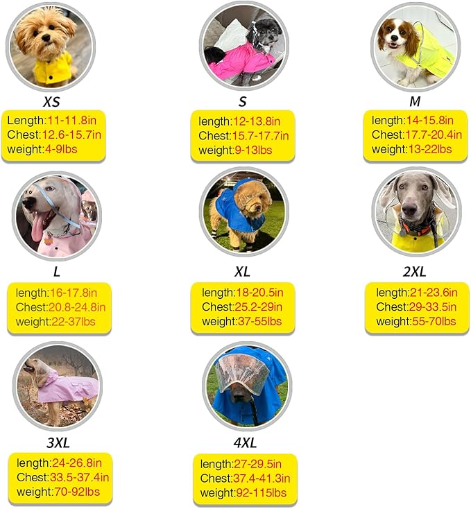 Waterproof Dog Raincoat, Adjustable Reflective Lightweight Pet Rain Clothes with Poncho Hood(XX-Large, Light Purple)