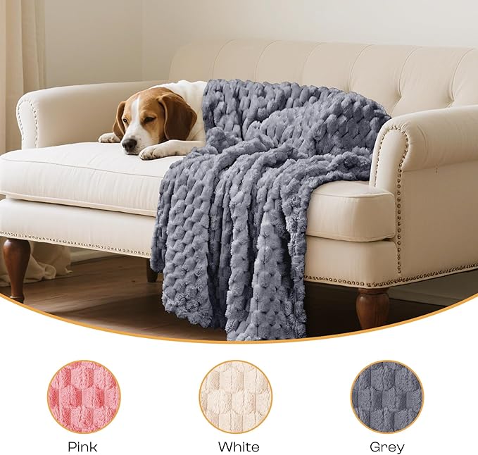 Luciphia Fleece Dog Blanket for Small Medium Large Dogs 3D Jacquard Flannel Puppy Cat Pet Throw Blankets Soft Washable Decorative Furniture Protect Grey, M(30''x20'')