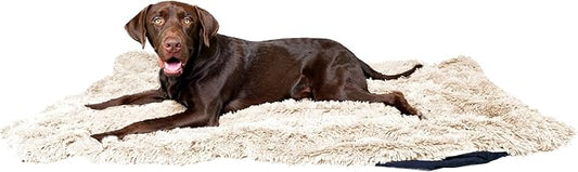 PawProof Fuzzy Pet Throw Blanket - Waterproof Blanket for Dogs & Cats - Faux Fur & Ultra-Soft Microsuede - Beige S Size (28"x38")
