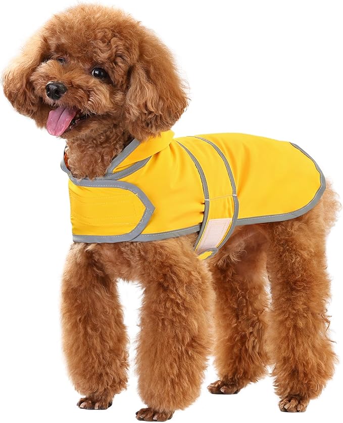 Dog Raincoat Hooded,Waterproof Rain Coat for Dogs with Adjustable Belly Strap,Reflective Strips, Lightweight Slicker Poncho Rain Jacket for Small Medium Large Dogs