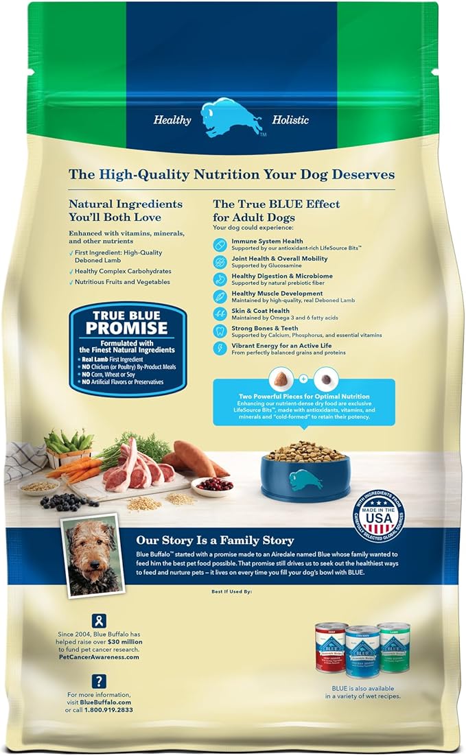 Blue Buffalo Life Protection Formula Natural Adult Dry Dog Food, Lamb and Brown Rice 15-lb