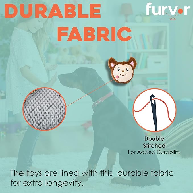 Flourish Pets 2 in 1 Halloween Multi-Layer Chew Toy for Active Dogs | Non-Toxic BPA Free Double Stitched Soft Fabric Exterior Dog Toys | Long-Lasting Dog Plush Toys –Werewolf 3.5"