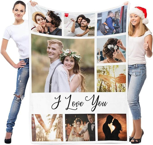 Personalized Anniversary Couple Gifts for Women & Men, Custom Blanket with Photo, Personalized Photo Blanket, Customized Picture Blankets, Custom Birthday Gifts for Him & Her