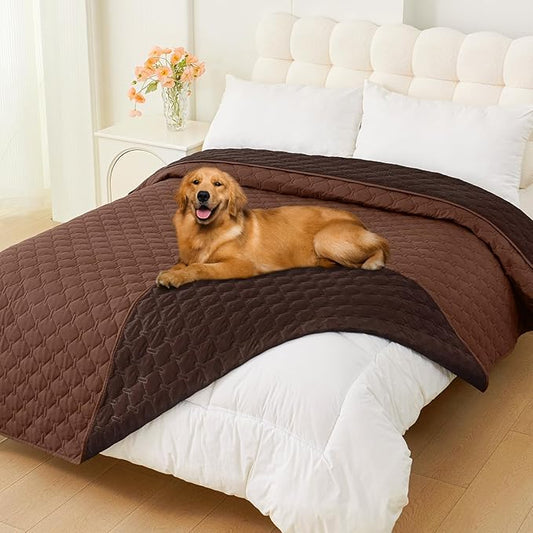 Smiry Waterproof Dog Bed Cover Blanket, Soft Reversible Pet Blanket, Washable Leakproof Cats Dogs Couch Cover for Sofa, Couch, Furniture (82x82 Inch, Brown/Chocolate)