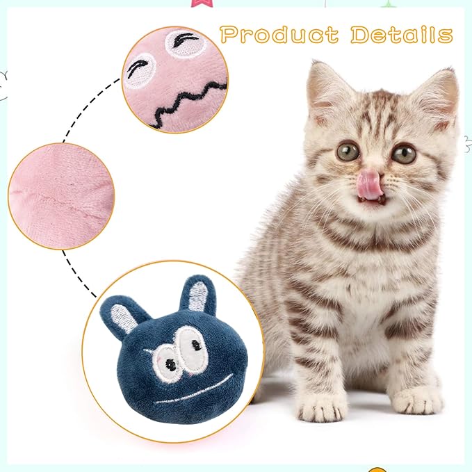 Catnip Toys for Small Cats 6 Pcs Xmas Kitten Chewing Toys Interactive Plush Cat Toy