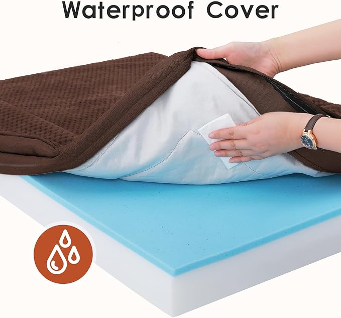Orthopedic Dog Beds Large Sized Dog, Memory Foam Pet Bed for Large Dogs, Washable Removable Cover, Nonskid Bottom, Waterproof, 36x27x6 Inches, Brown Grey