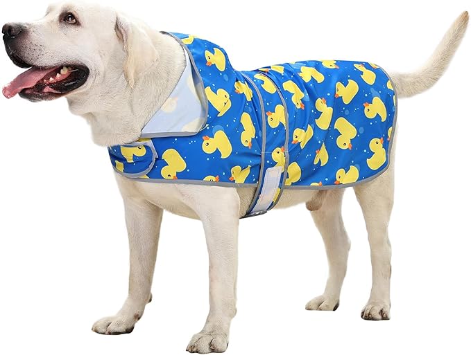Dog Raincoat Hooded,Waterproof Rain Coat for Dogs with Adjustable Belly Strap,Reflective Strips, Lightweight Slicker Poncho Rain Jacket for Small Medium Large Dogs