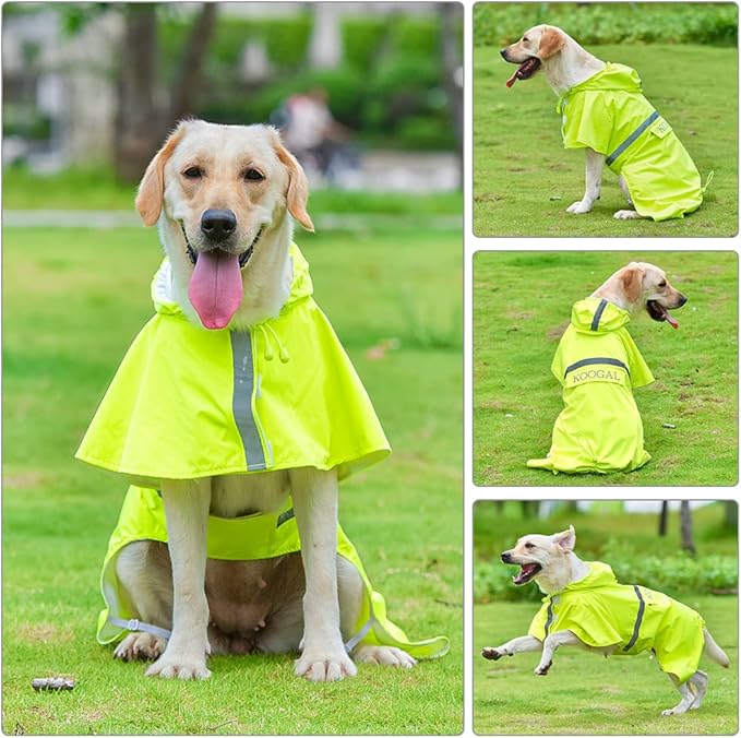 Pet Large Dog Raincoat Apparel Poncho Waterproof for Medium Large Sized for Dog Raincoat Clothes Jacket (Fluor Yellow,5XL)