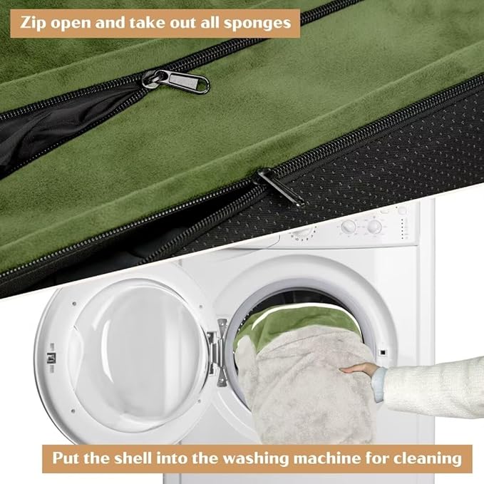 Comfort Expression Orthopedic Dog Bed for Extra Large Dogs 45x35 Inch, Waterproof Egg Crate Foam XL Pet Bed with Removable Bolsters, Dog Couch with Washable Cover & Non-Slip Bottom, Light Green