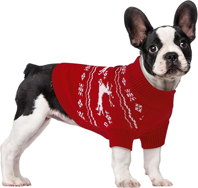 Christmas Dog Sweaters for Small Medium Large Dogs Classic Turtleneck Holiday Xmas Pet Clothes Cozy Stretchy Sweater for Chihuahua, Bulldog, Dachshund, Pug Small