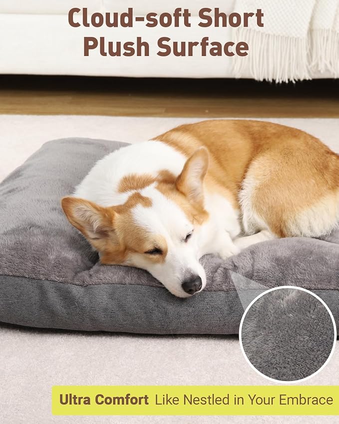 Dog Bed for Crate for Large Dog, Machine Washable Bed XL Crate Plush Pet Kennel Pad with Non-Slip Bottom, Pet Sleeping Mat, 41x27 inch, Dark Gray