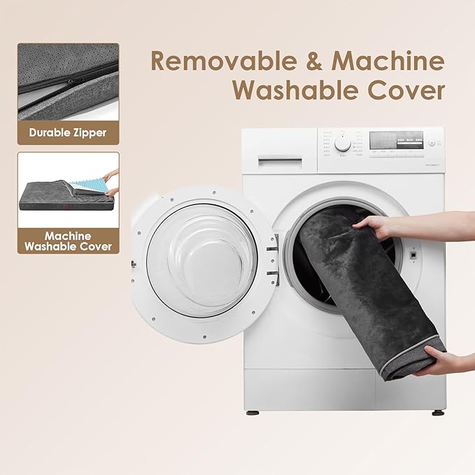 EHEYCIGA Waterproof Dog Bed Memory Foam 30x20, Orthopedic Dog Beds Mat for Medium Dogs with Removable Cover, Dark Grey