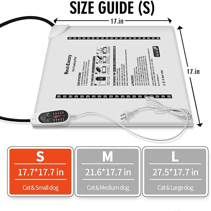 Rest-Eazzzy Heated Cat Pad, Cat Bed with Removable Cover, 5 Level Timer & Temperature, Indoor Warming Mat for Cats & Dogs (Heat Pad, Pure-Brown)