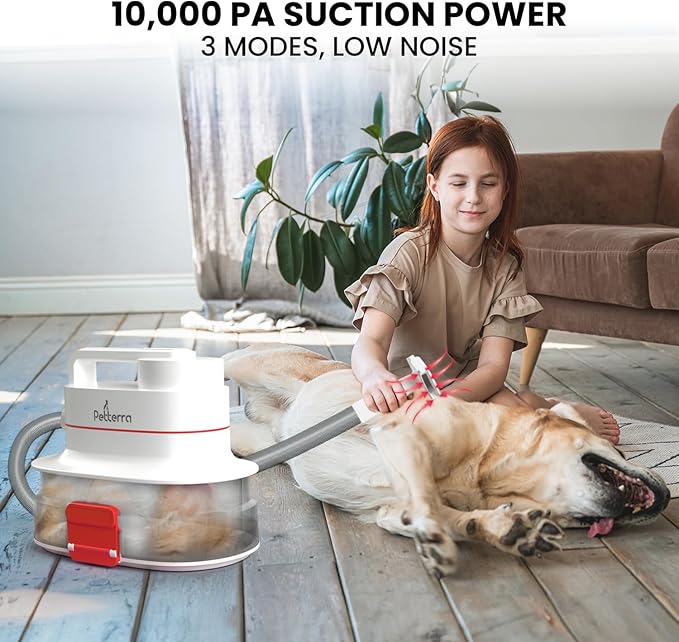 FurCare Pro 3-in-1 Grooming Kit with Vacuum Suction (99%) - Pet Dryer, Professional Clippers & Efficient Grooming Tools, 4L Dust Cup, Low Noise, Ideal for Dogs, Cats, and More