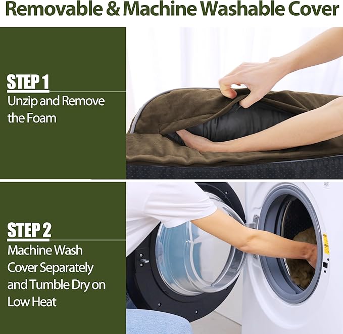 Orthopedic Dog Beds for Extra Large Dogs, Waterproof Dogs Beds XLarge, Memory Foam Dog Couch Beds with Comfy Bolster, Removable Washable Cover and Nonskid Bottom (X-Large,Brown)