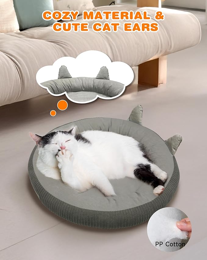 Heated Cat Bed for Indoor Pets – Constant Temperature 100.4-107.6℉ Donut Cat Heating Pad with Chew Resistant 87 Inch Cord, Washable Cover, Cozy Round Pet Bed for Small Cats Kittens Dogs