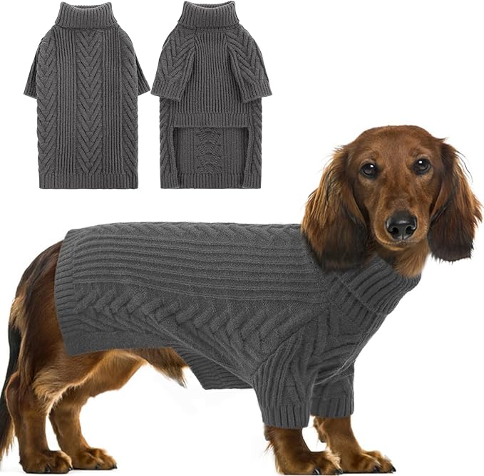 Large Dog Sweaters, Pet Sweaters for Large Dogs, Pets Sweatshirt Apparel Turtleneck Pullover Winter Pitbull, Samoyed (Darkgrey, L