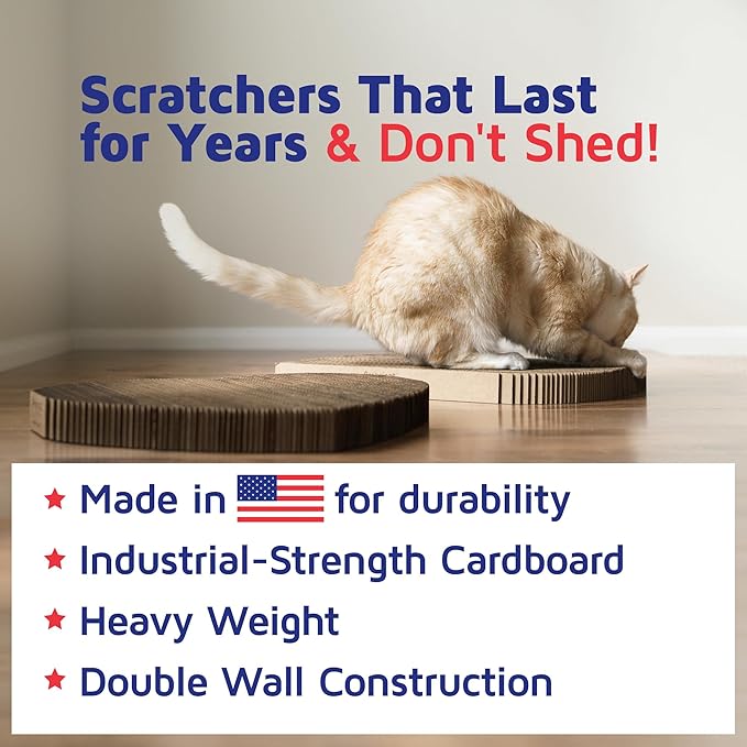 Cat Scratcher by Americat – Made in USA Cardboard Scratching Pad & Lounger – X Large, 2-Sided, Heavy, No-Shedding, Long-Lasting (Cat)