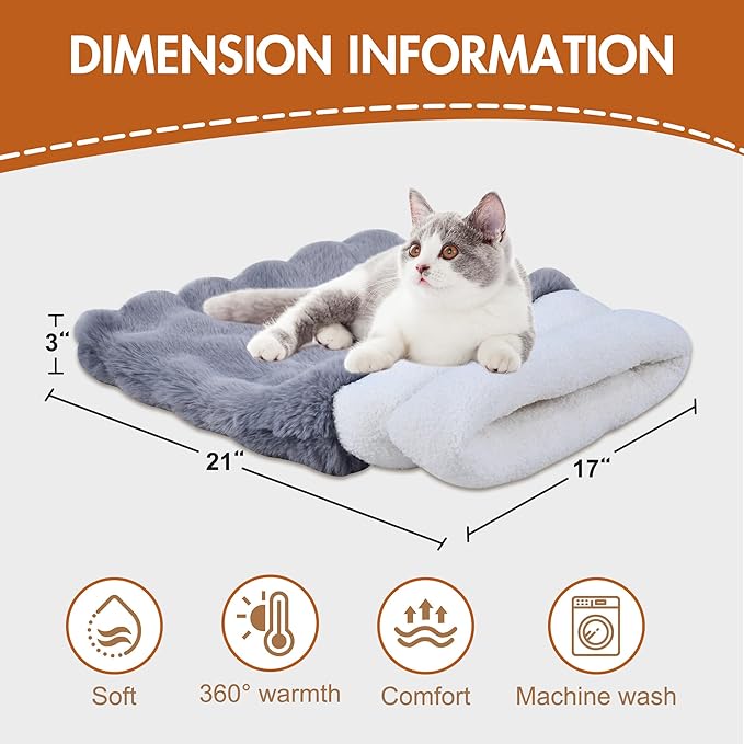 4 in 1 Self Warming Burrow Cat Bed, Pet Hideway Sleeping Cuddle Cave (Style2- Gray)